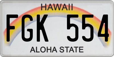 HI license plate FGK554