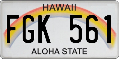 HI license plate FGK561