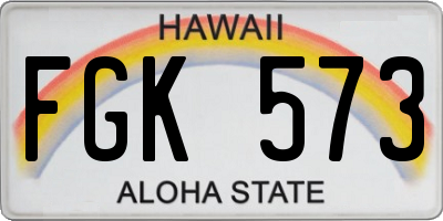 HI license plate FGK573