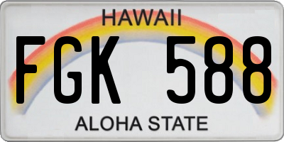 HI license plate FGK588