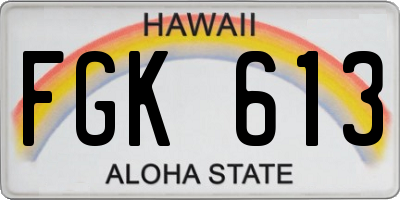 HI license plate FGK613