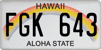 HI license plate FGK643