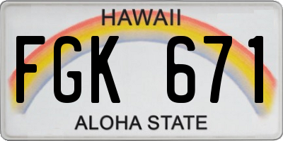 HI license plate FGK671