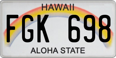 HI license plate FGK698