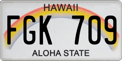 HI license plate FGK709
