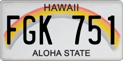 HI license plate FGK751