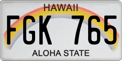 HI license plate FGK765