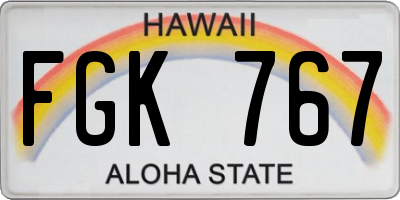 HI license plate FGK767