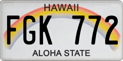 HI license plate FGK772