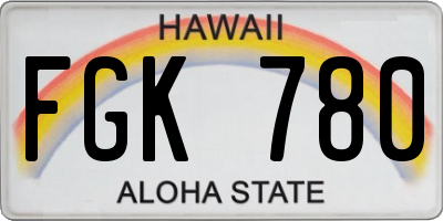 HI license plate FGK780
