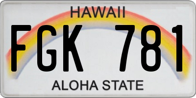 HI license plate FGK781