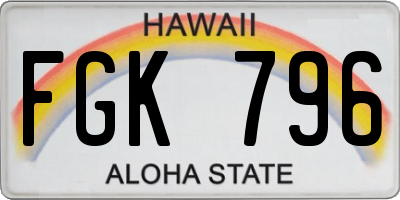 HI license plate FGK796