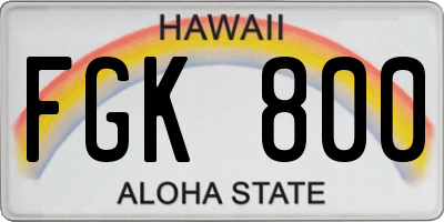 HI license plate FGK800