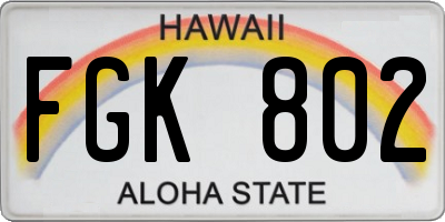 HI license plate FGK802