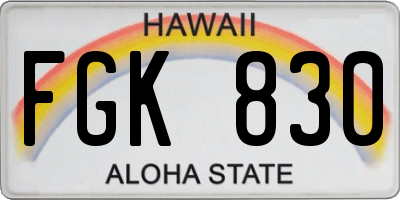 HI license plate FGK830