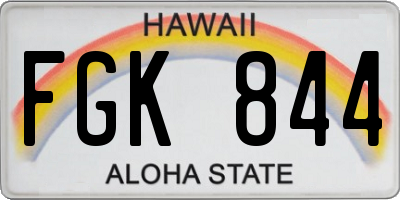 HI license plate FGK844