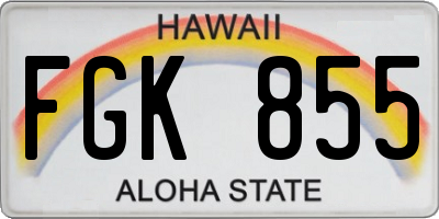 HI license plate FGK855