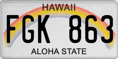 HI license plate FGK863