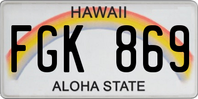 HI license plate FGK869