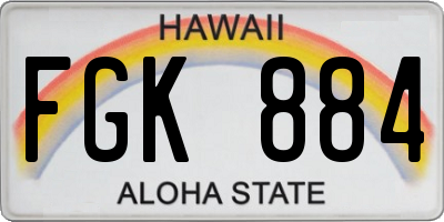 HI license plate FGK884