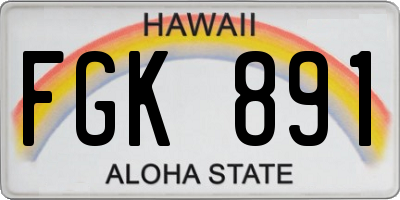 HI license plate FGK891