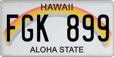 HI license plate FGK899