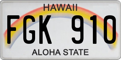 HI license plate FGK910