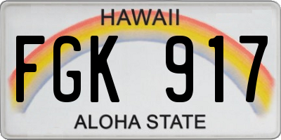HI license plate FGK917