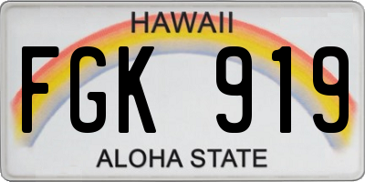 HI license plate FGK919