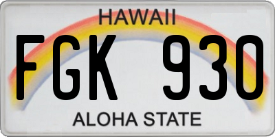HI license plate FGK930