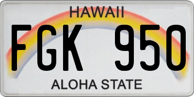 HI license plate FGK950