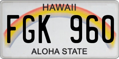 HI license plate FGK960