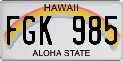 HI license plate FGK985