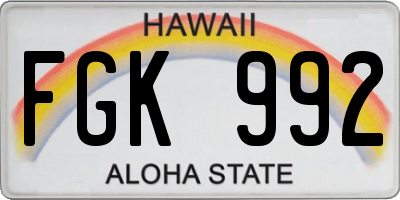 HI license plate FGK992