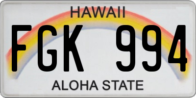 HI license plate FGK994