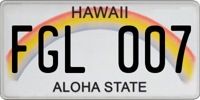 HI license plate FGL007