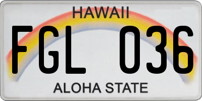 HI license plate FGL036