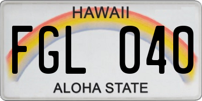 HI license plate FGL040