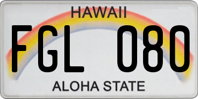 HI license plate FGL080