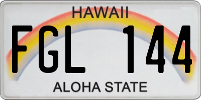 HI license plate FGL144