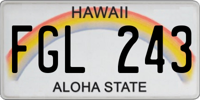 HI license plate FGL243