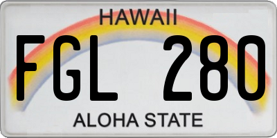 HI license plate FGL280