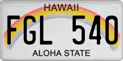 HI license plate FGL540