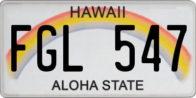 HI license plate FGL547