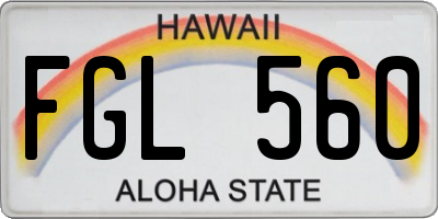HI license plate FGL560