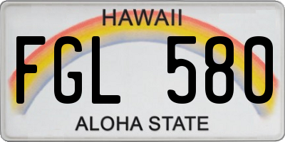 HI license plate FGL580