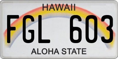 HI license plate FGL603