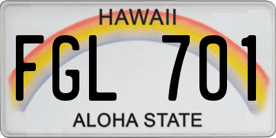 HI license plate FGL701