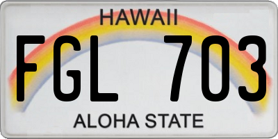 HI license plate FGL703