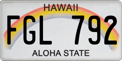 HI license plate FGL792